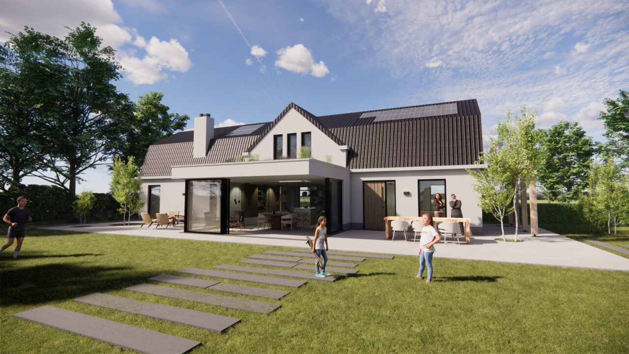 Exterieur van wabi sabi woning Heenvliet met biofilisch en sensorisch ontwerp